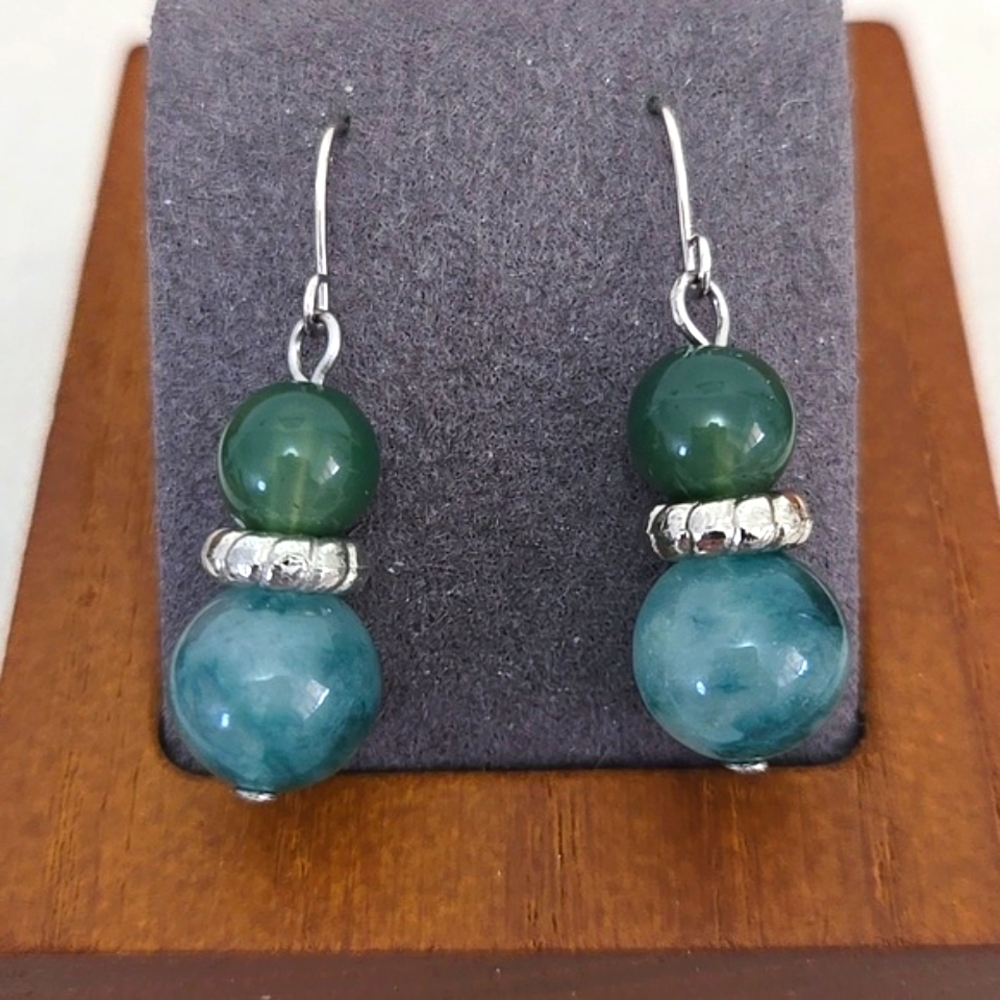 Fluorite & Glass Bead Earrings